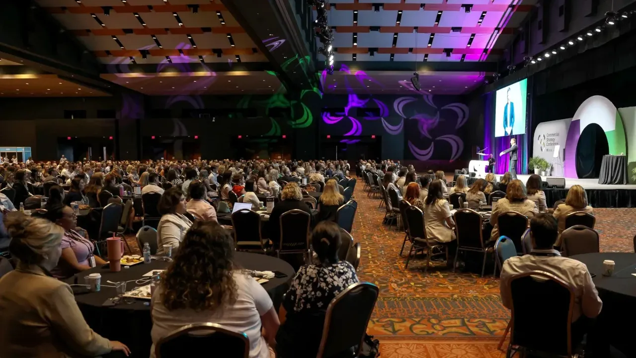 Bangkok keynote speaker Florian Ilgen addresses a seated ballroom audience from the stage