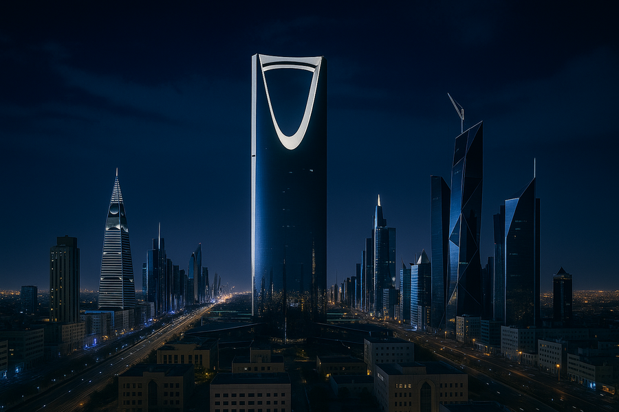 Keynote Speaker in Riyadh at venue at night